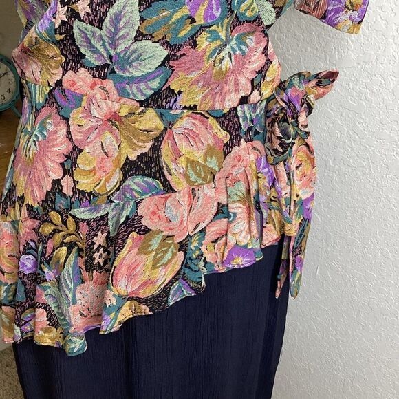 Phoebe Vintage 80’s Layered Faux Wrap Sheath Dress Size 10 - Picture 5 of 14